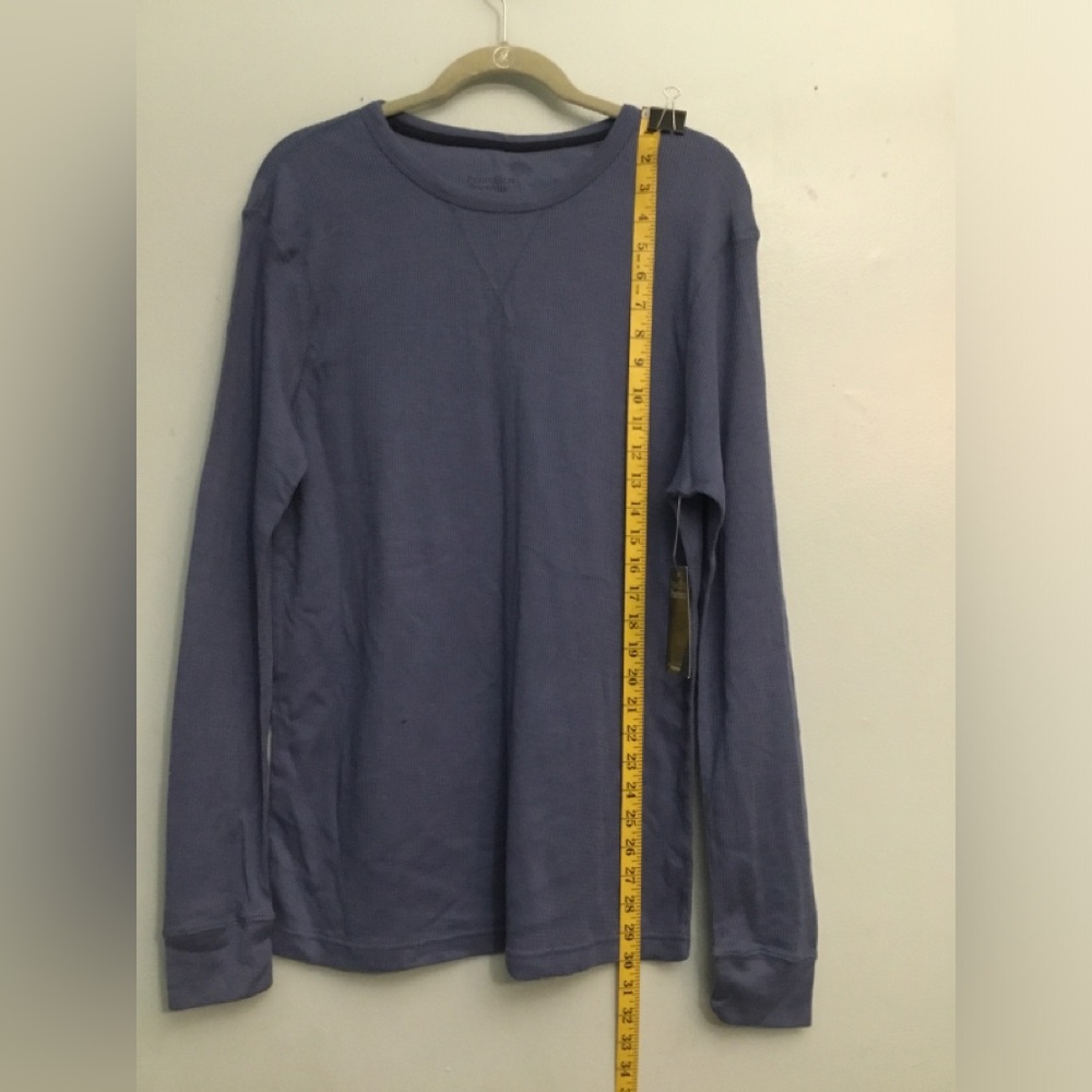 Perry Ellis Portfolio Ribbed Long Sleeve Top in Navy